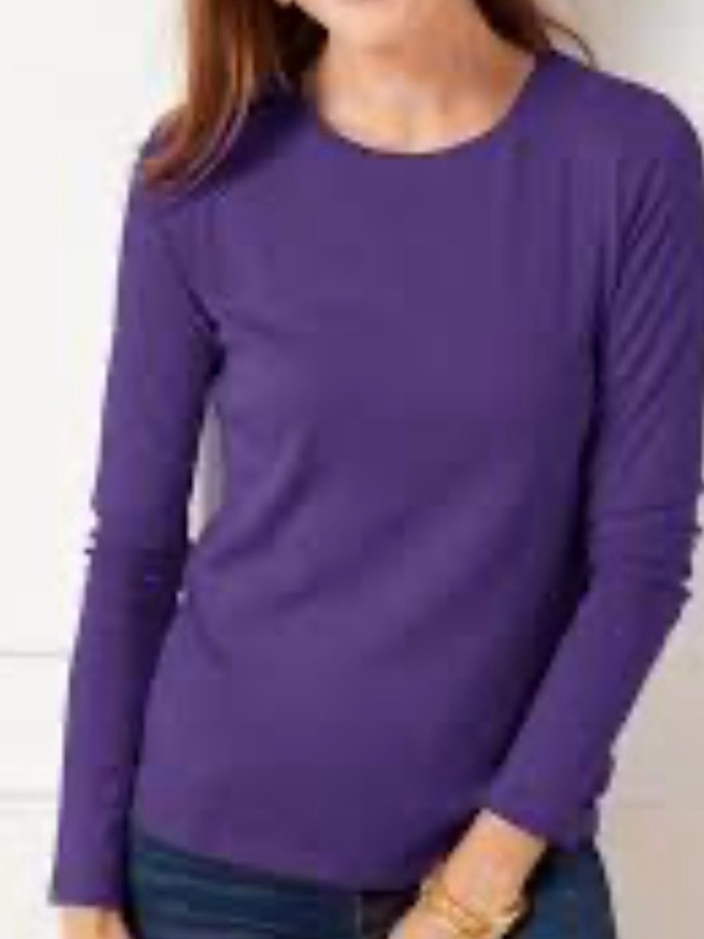Talbots Purple Long-Sleeve Crew Neck Top